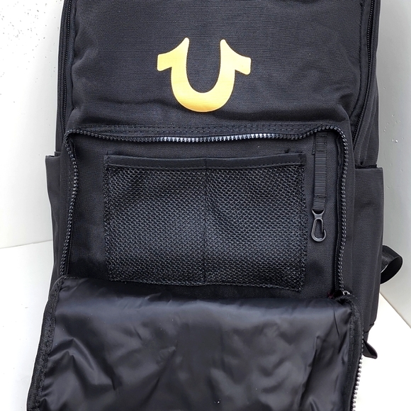 True Religion Bags True Religion Black With Gold Logo Writing Backpack With Computer